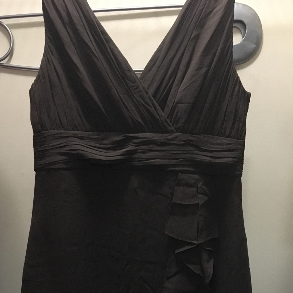 Dark brown sleeveless SILK dress